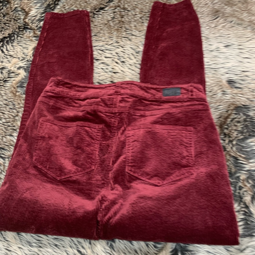 Paige Hoxton Ankle Womens Corduroy Skinny Pants 26 Maroon/Wine Stretch Mid Rise